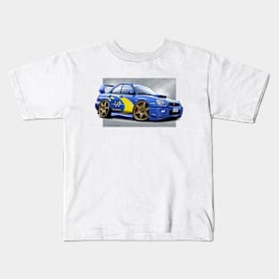 Cartooned Subaru Impreza STI Rally Car Kids T-Shirt